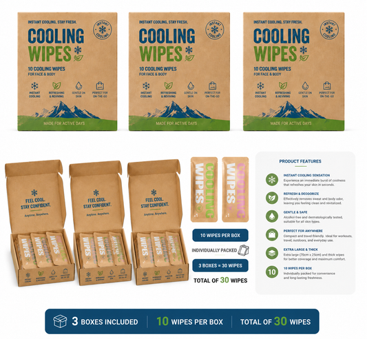 Cooling Wipes 3-Pack Bundle – Instant Cooling Relief for Hot Days, Travel & Gym